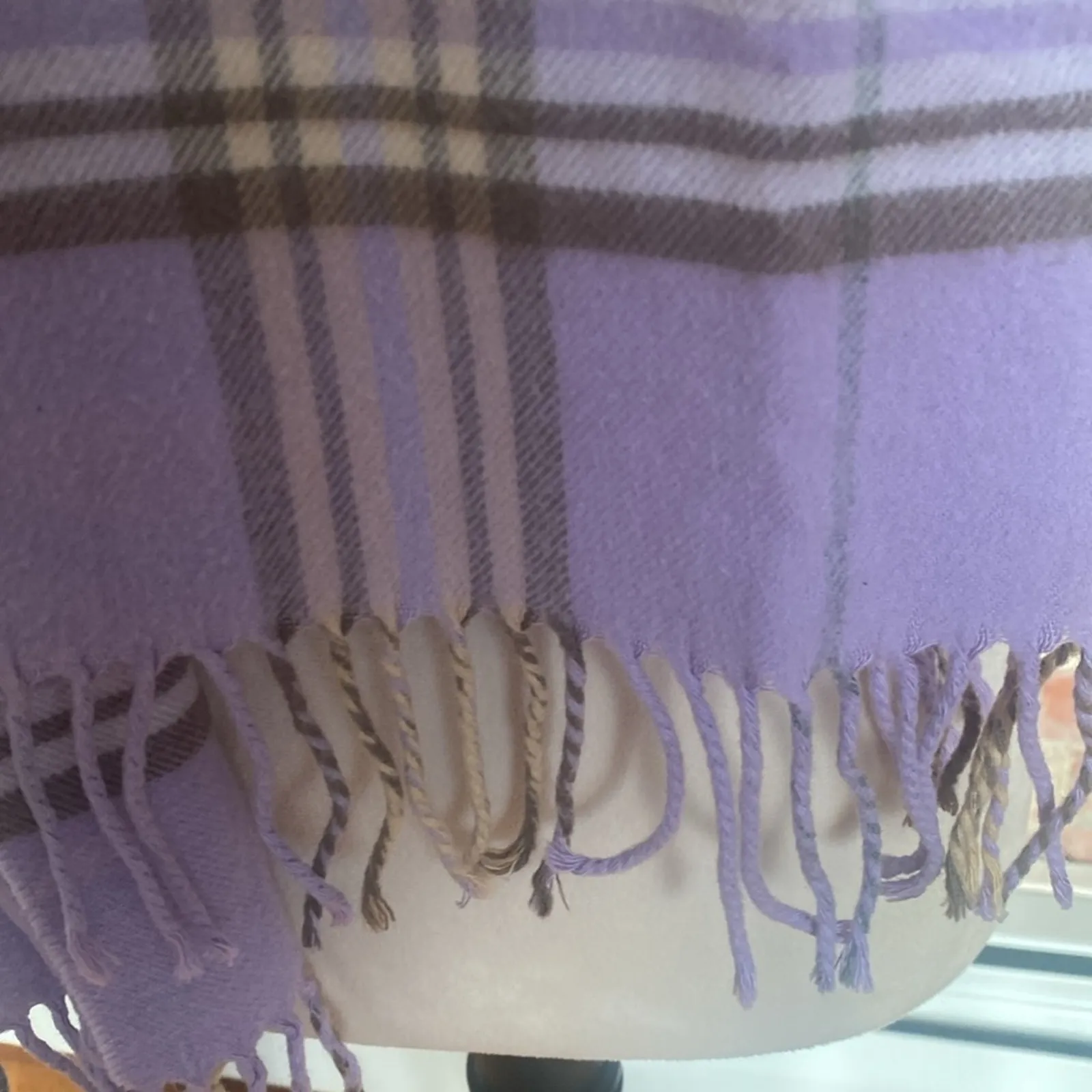 Purple Plaid Fringe ent Rectangle Scarf - Image 4