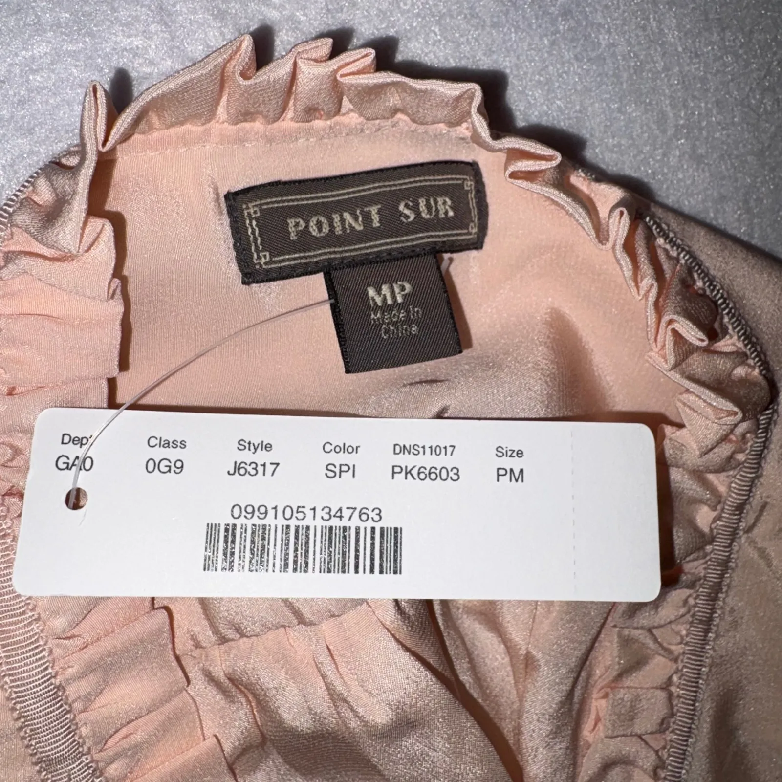 POINT SUR for J Crew Light Pink Ruffled Neck Tie Blouse 100% silk Women's PM Size undefined - Image 6