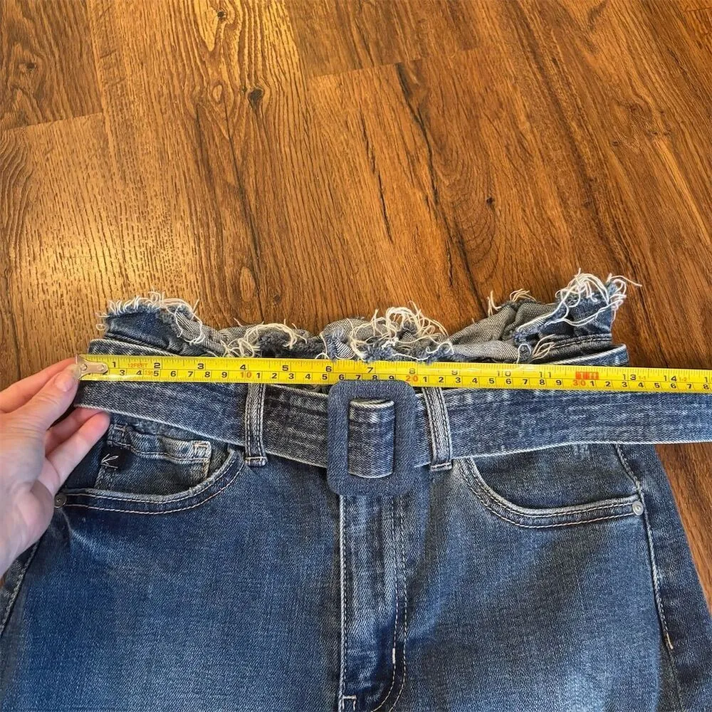 KanCan Women's High Rise Paperbag Belted Denim Shorts Blue Size 3 - Image 12