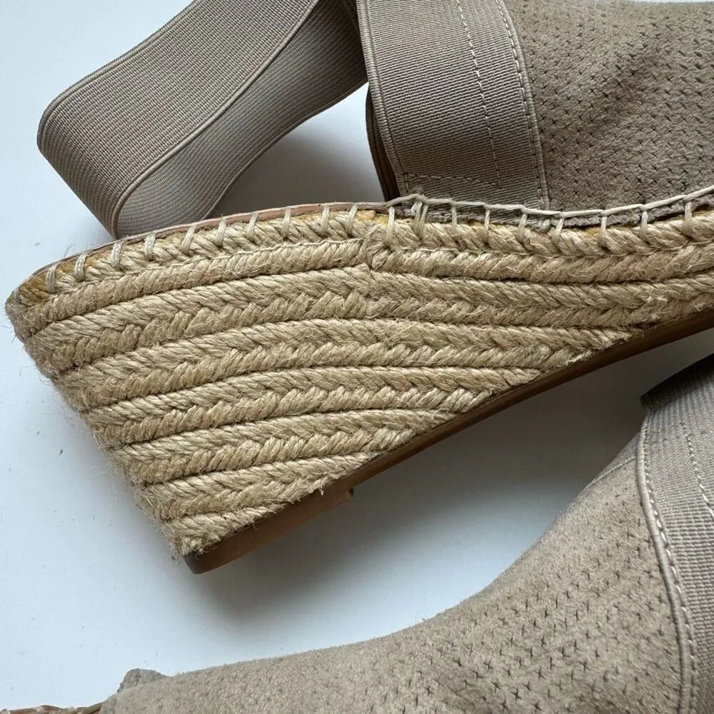 Gentle Souls Colleen Espadrille Wedge Sandals Womens 8 M Grey Tan Suede Shoes - Image 6