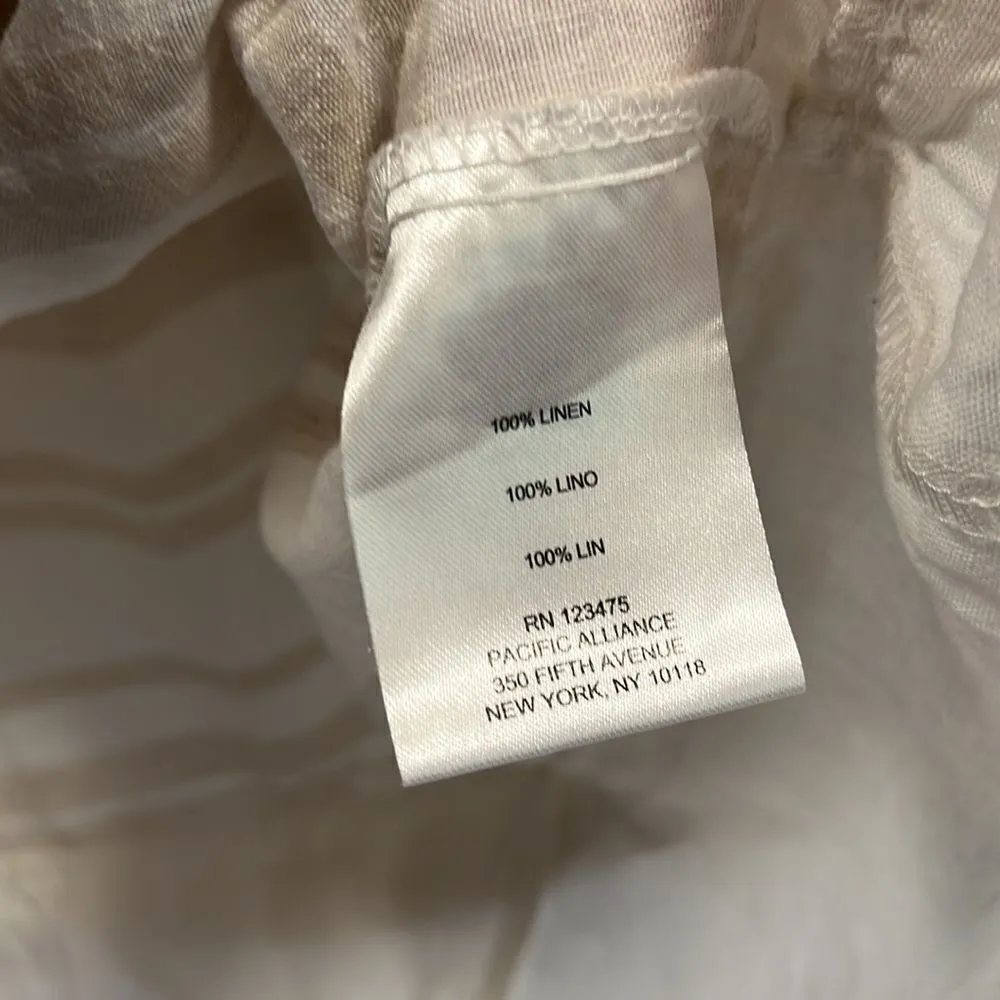 Ellen Tracy women’s cream and white striped linen tank nautical Beachy size M - Image 3