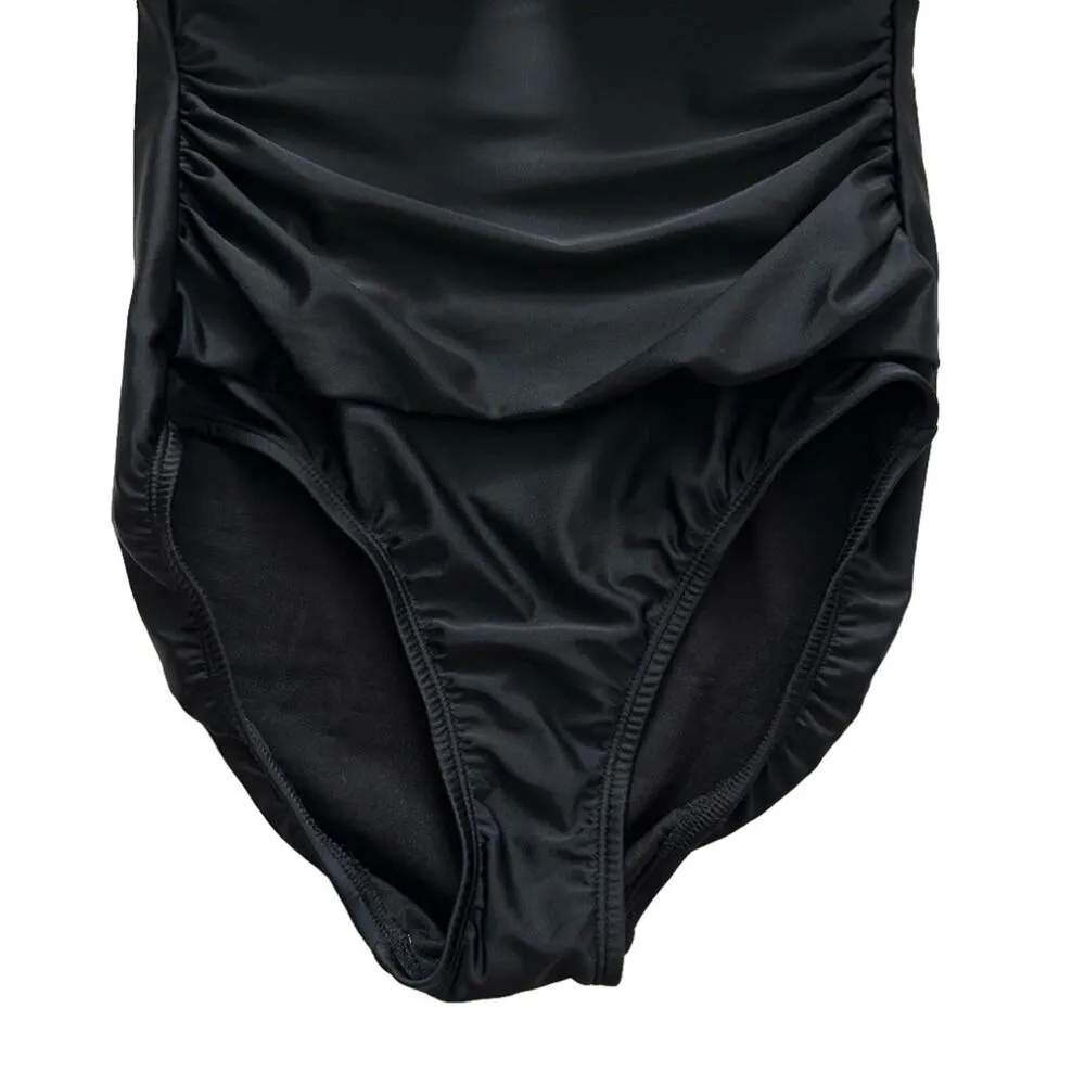 Kona Sol Swimsuit One Piece Black Crochet Flounce Strapless Small NEW - Image 5