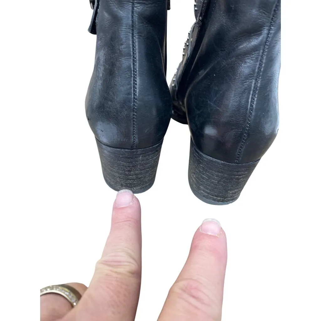 Paul Green Womans Black leather studed moto ankle boots sz 5.5 SKU 9631 - Image 14