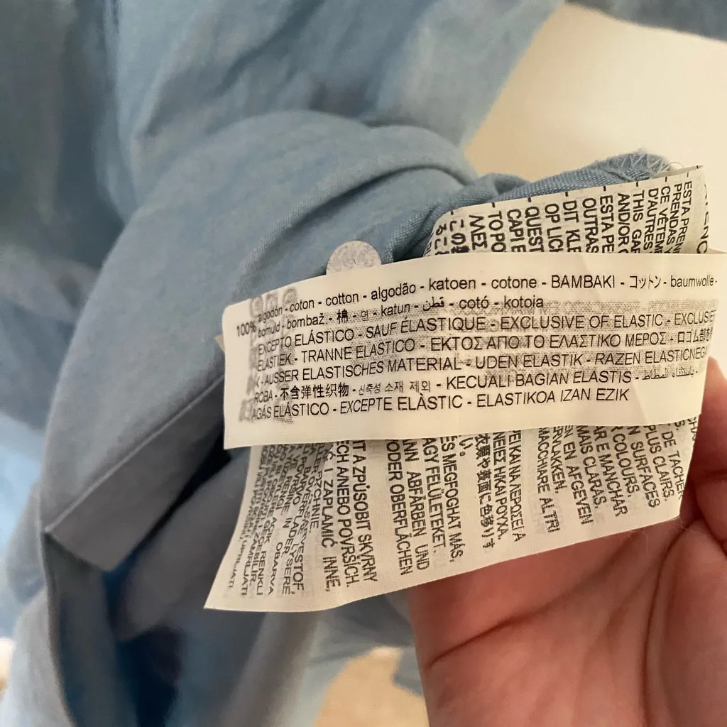 Zara Blue Chambray Button Down Belted Shirtdress Size Medium - Image 8