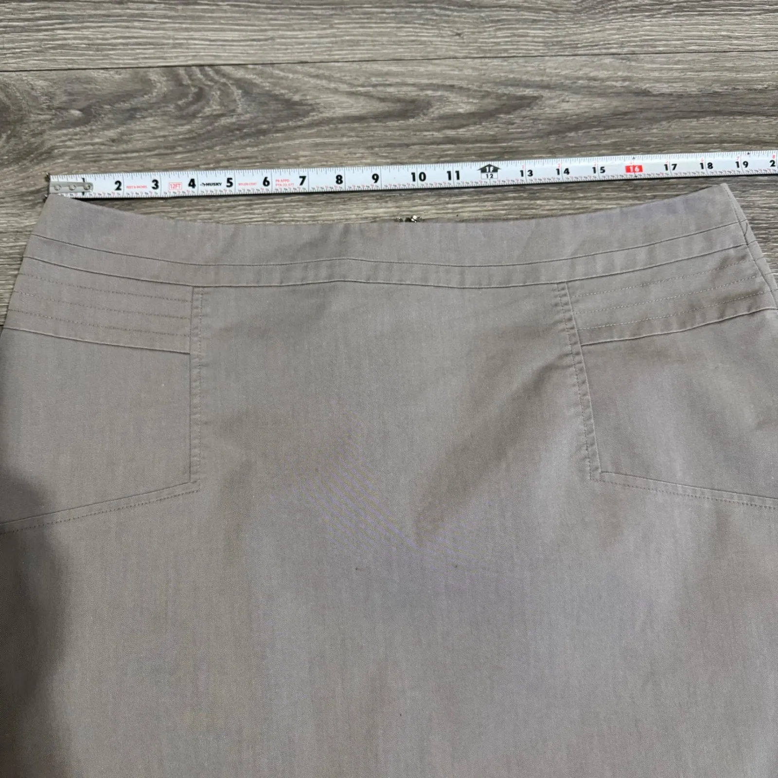 Worthington Women Gray A Line Knee Length Skirt Size 16 Zipper Closure Cotton - Image 9