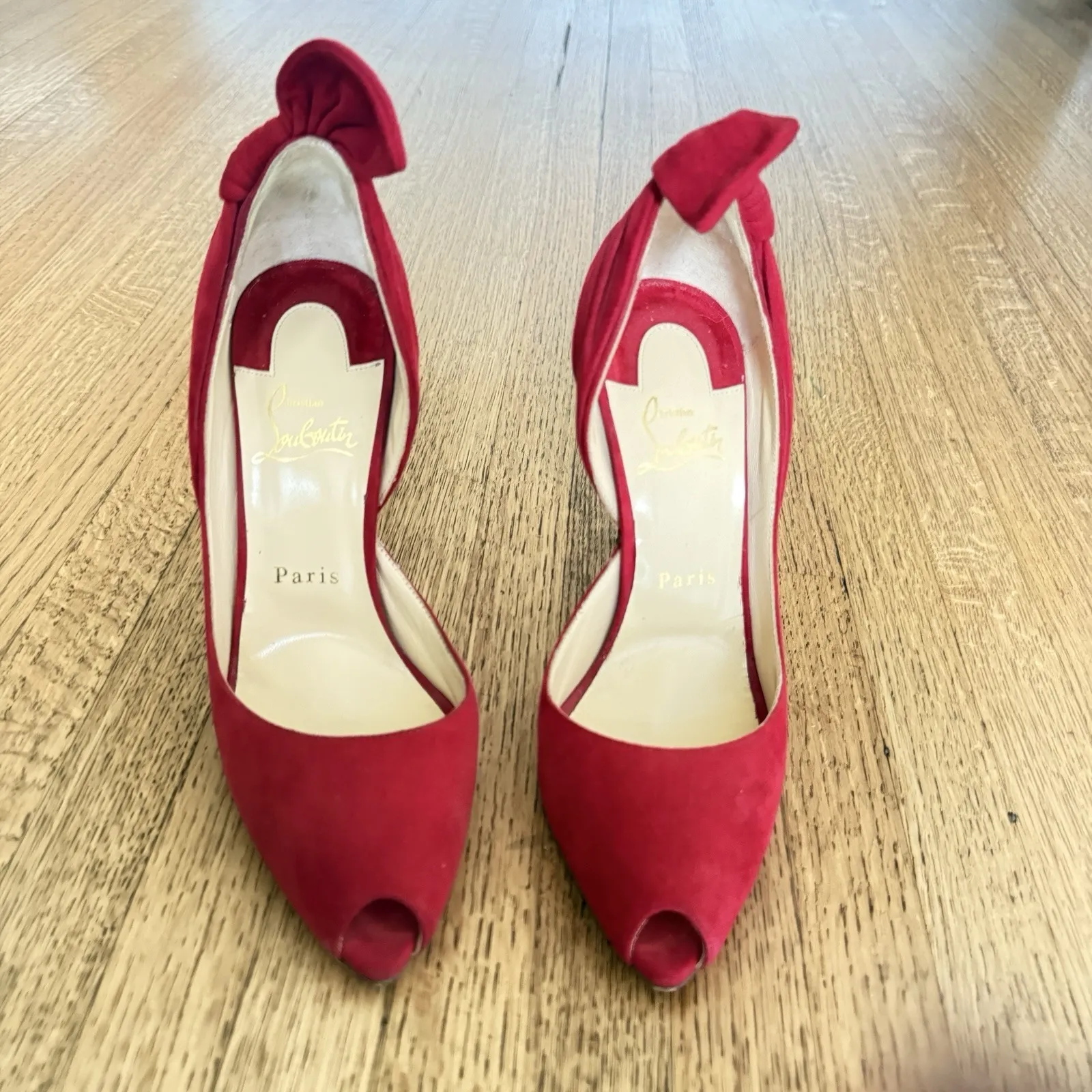 CHRISTIAN LOUBOUTIN Suede Barbara 100 Peep Toe Pumps 36 Oeillet size 37.5 - Image 7