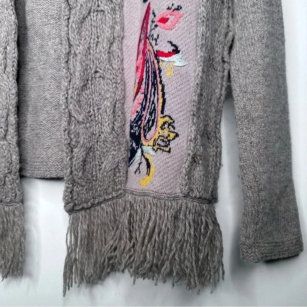 Anthropologie Sleeping On Snow  Folklore Embroidered Fringe Hem Cardigan - Image 7