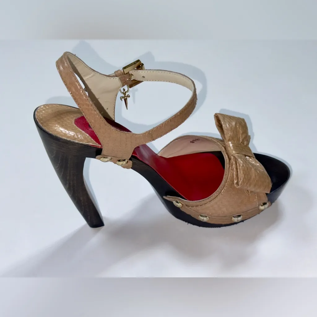 CESARE PACIOTTI Tan and Black Bow Heels 👠 Size 6 - Image 7