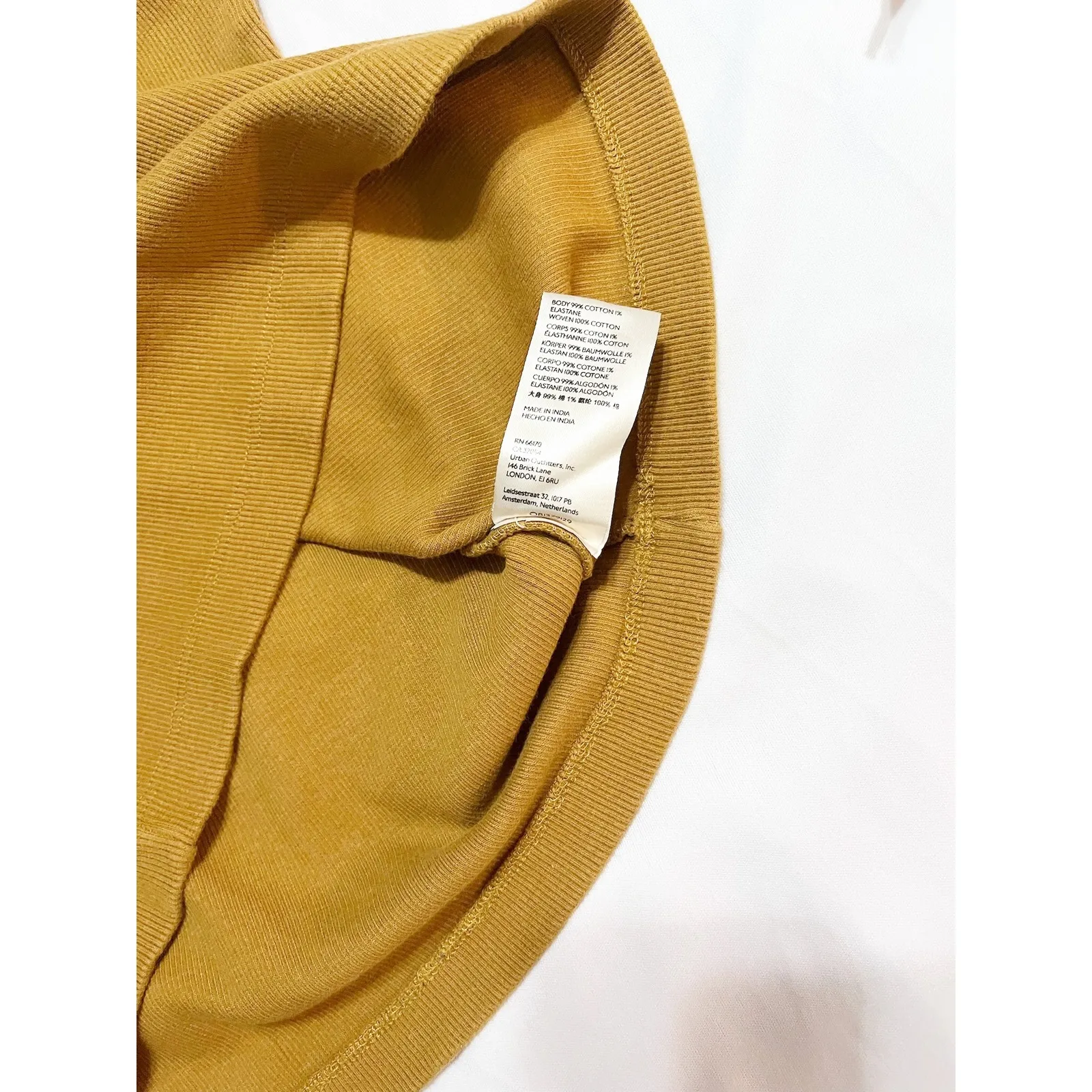 Maeve Anthropologie Puff Sleeved Top Womens Ribbed Knit V Neck Golden Yellow LP - Image 6