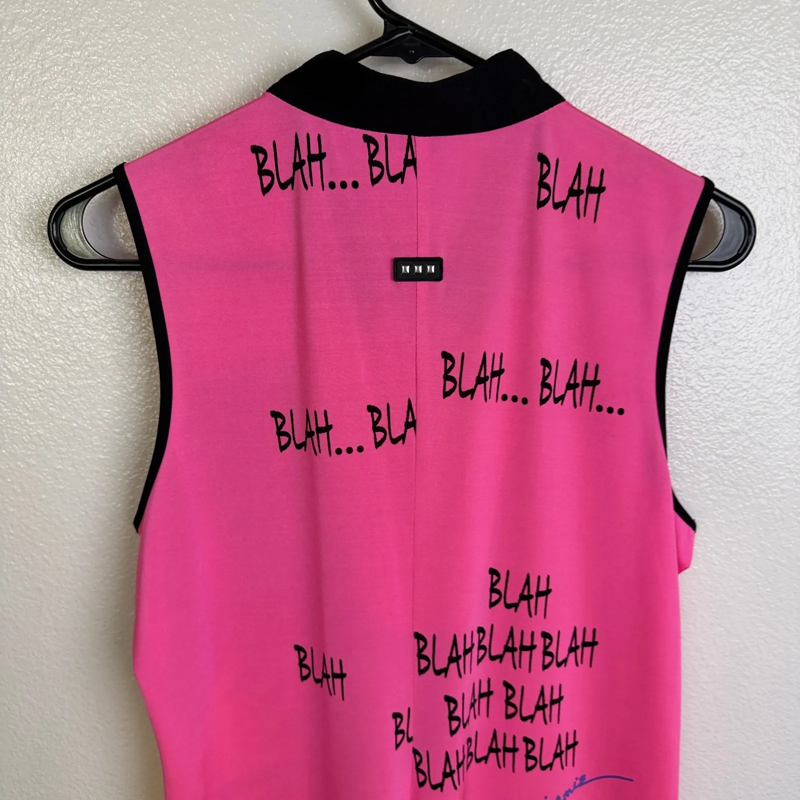 Jamie Sadock Dress Medium Pink Sleeveless Graphic Blah Blah Art Golf Tennis - Image 7
