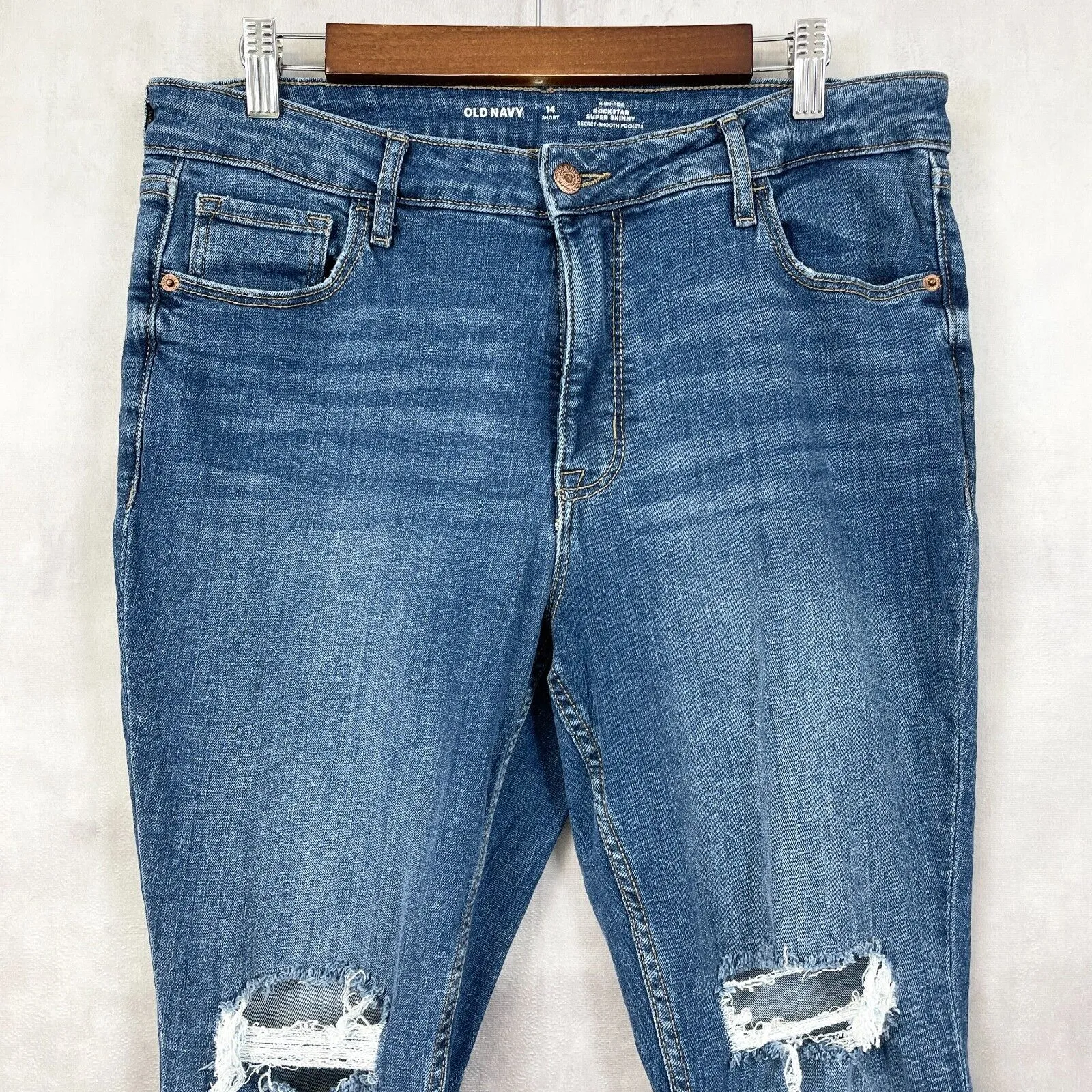 Old Navy Womens Jeans Size 12 Short High‎ Rise Rockstar Super Skinny Distressed - Image 2