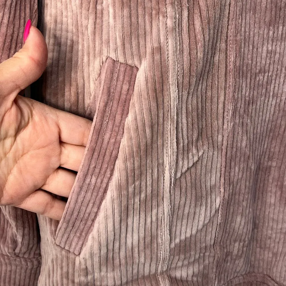POL Dusty Pink Fleece Lined Rugged Raw Hem Corduroy Jacket Shacket Size M NWOT - Image 5