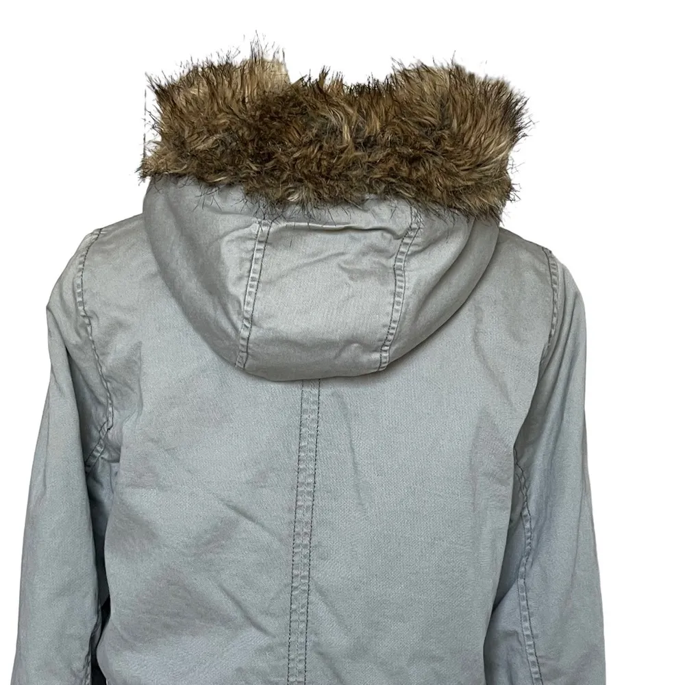 Women’s Twill Faux Fur Sherpa Lined Parka Coat Size M - Image 5