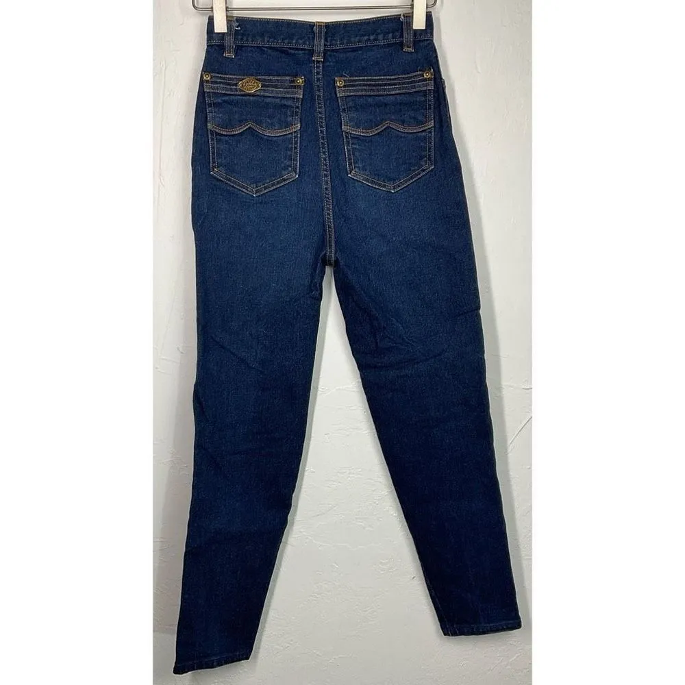 Peter Golding Vintage Blue Dark Wash High Rise Slim Fit Jeans 7 - Image 5