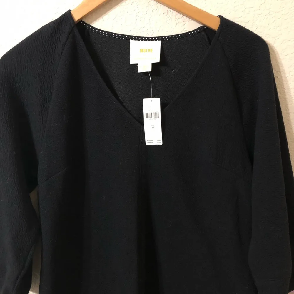 NWT Anthropologie Maeve Angelika V Neck Tunic Dress in Black Pockets - Size XS - Image 3