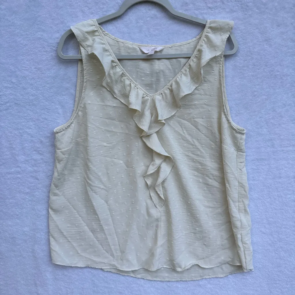 LC Lauren Conrad Cream Ruffle Blouse - Image 3