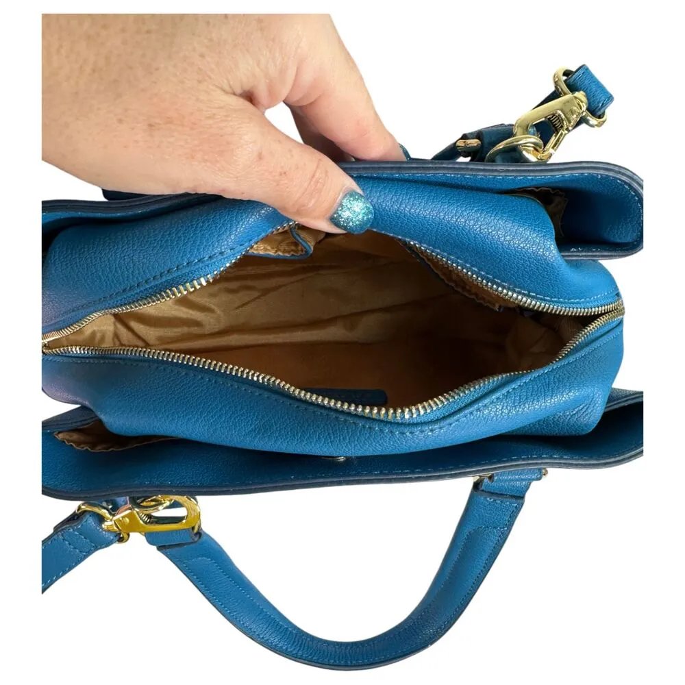 Ora Delphine Evelyn Satchel Crossbody Gemstone Blue Matching Wallet - Image 8