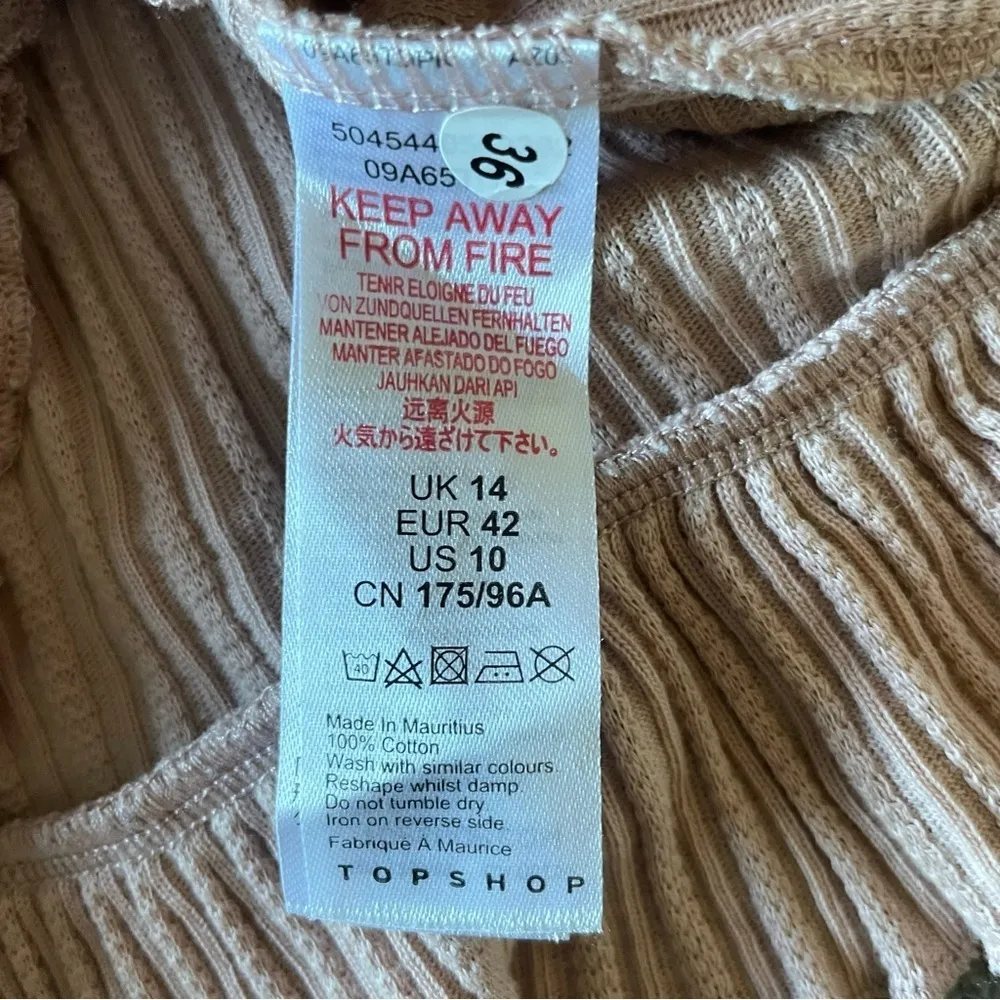 TopShop Ribbed Knit Tie Front Coquette Blush Pink Bow Sweater Cardigan Size 10 - Image 4