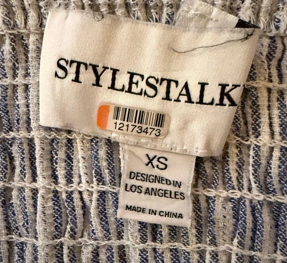 RTR Stylestalker Bella Blue & White Striped Sleeveless Knot Sheath Midi Dress XS - Image 6