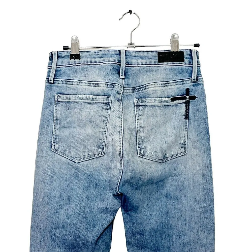 RTA Madrid Distressed Skinny Jeans Midtown Blue Raw Hem Women’s Size 26 - Image 5