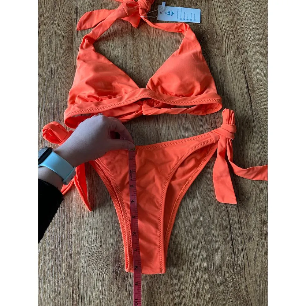 Beachsissi Coral Pink 2 Piece Bikini Set Size Small NWT - Image 6