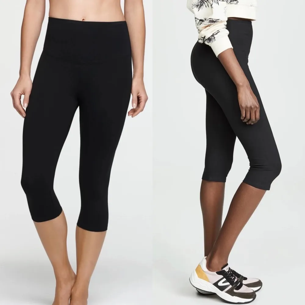 Yummie Reversible Talia Capri Shaping Cotton Stretch Leggings: Black Ocelot - Image 5