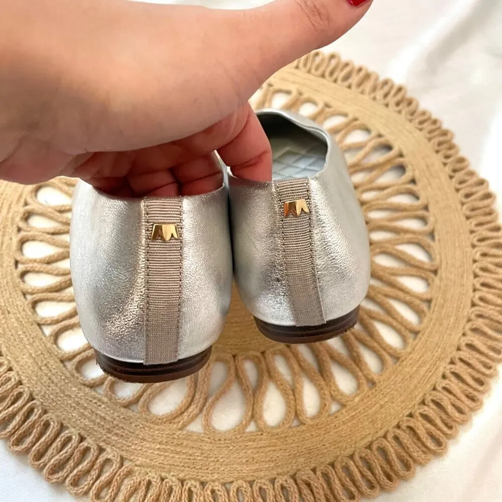 BIRDIES Crane Flats in Metallic Silver Leather Size 8 - Image 8