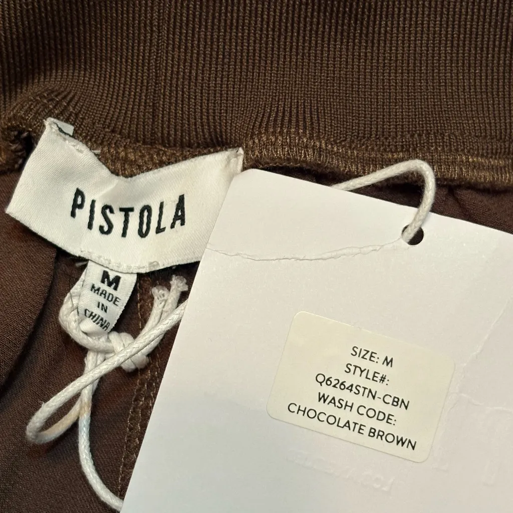 Pistola Rowan High Rise Washed Satin Straight Brown - M Stitchfix Exclusive NWT - Image 4