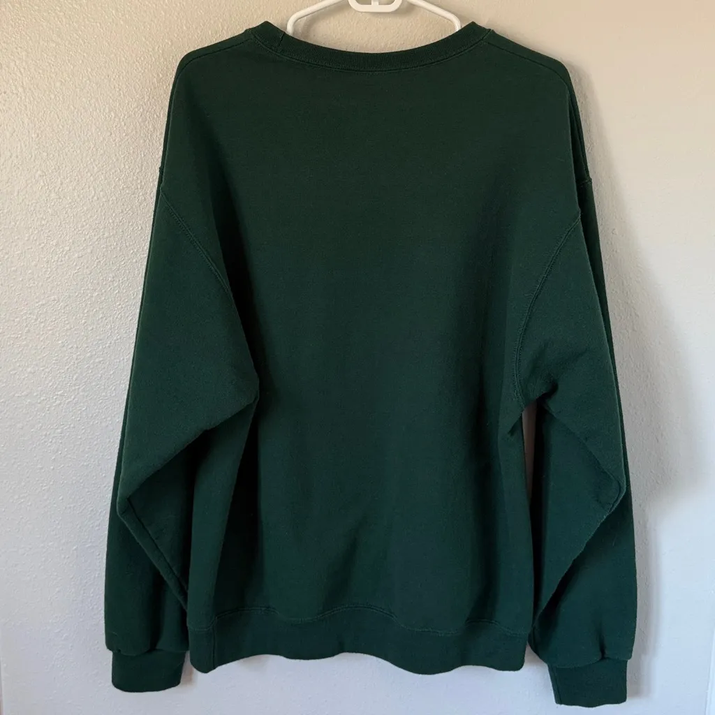 Christmas Trees Forest Green Crew Neck Pullover Sweatshirt Large - Image 4