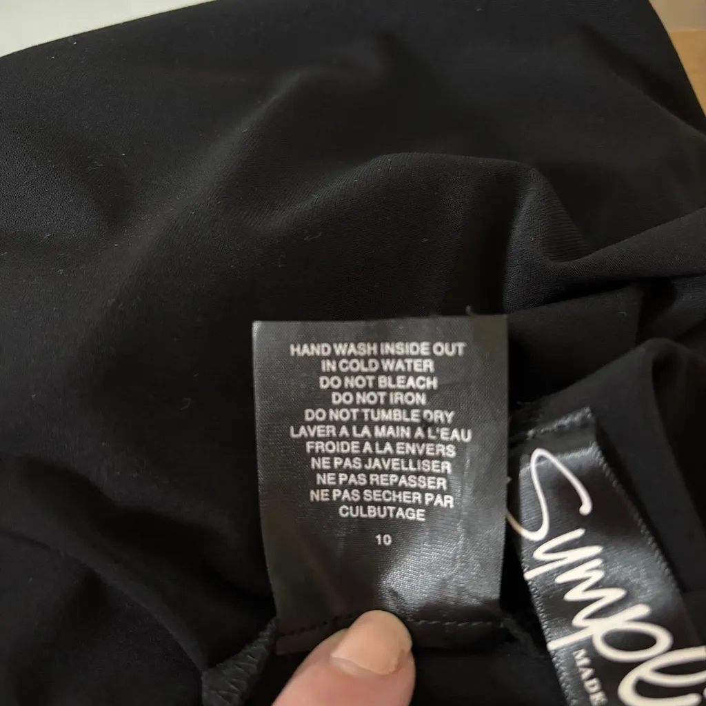 Sympli Women’s Skirt Size 8 Tube Slip Mini Black Pull On Mesh Hem Travel Pencil - Image 9