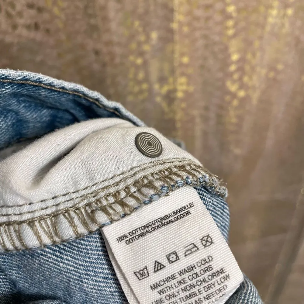 Free People High Rise Medium Wash Side Slit Denim Festival Shorts, 30 EUC - Image 6