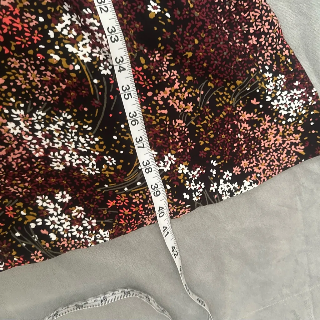 Loft Black Brown Pink Floral Midi Dress EUC Size MP - Image 3