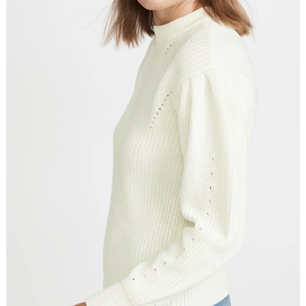 English Factory Ivory Puff Sleeve Crewneck Sweater Size XS - Image 3