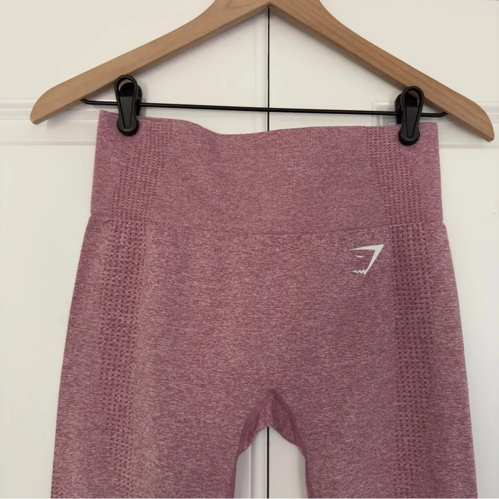 Gymshark high rise athletic leggings pink white logo stretch gym workout active - Image 8