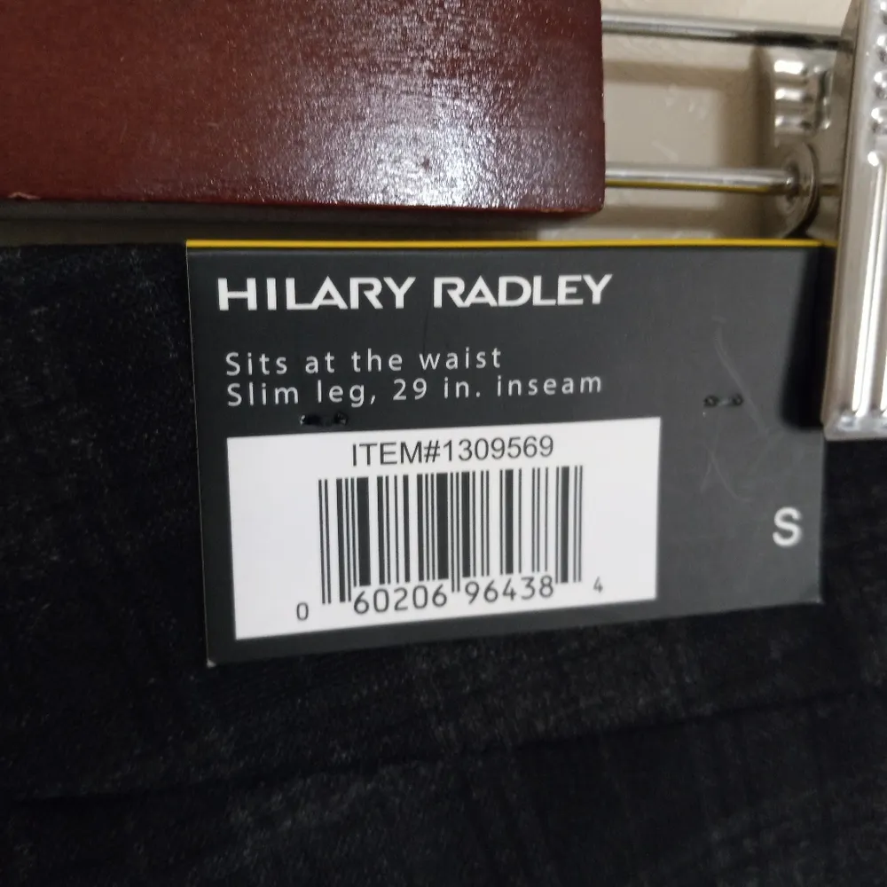 Hilary Radley S Sits at the Waist Slim Leg Plaid Pants Workwear in Black Gray - Image 7