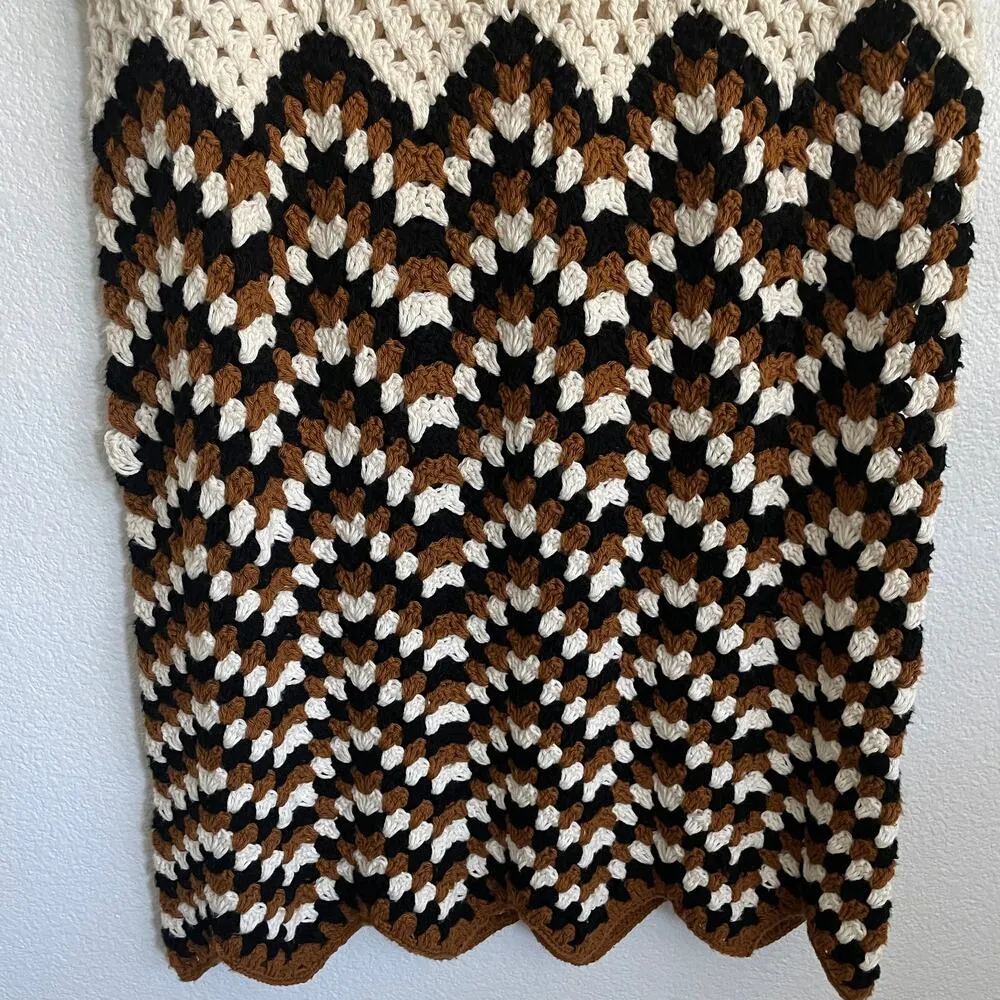 New Stella Pardo Paris Crochet Chevron Knit Skirt Size M - Image 5