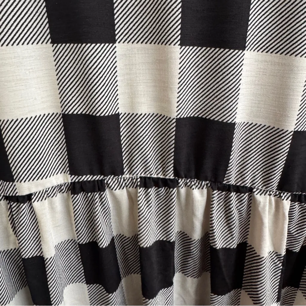 Sew in love black white gingham plaid blouse size XL - Image 2