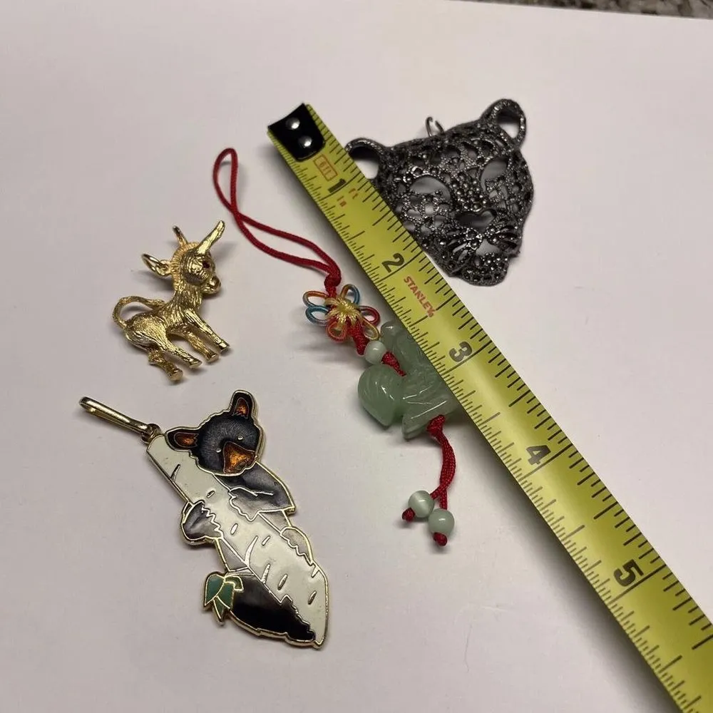 Lot Of 4 Animal Costume Pendants / Charms Variety Cat, Koala, Donkey, Rooster - Image 8