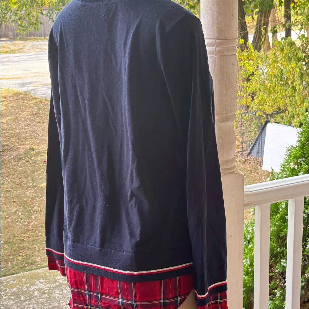 TOMMY HILFIGER
Women's Layered-look V-neck Sweater In Sky Captain/ Ivory/ Sky - Image 5