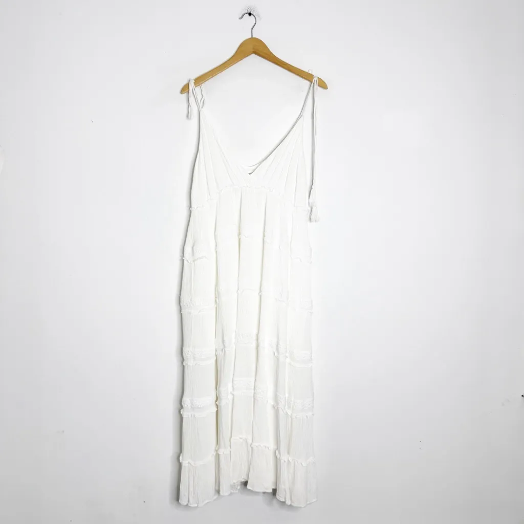 Arula White Boho Tiered Midi Maxi Dress Size A Fits 1X - Image 4