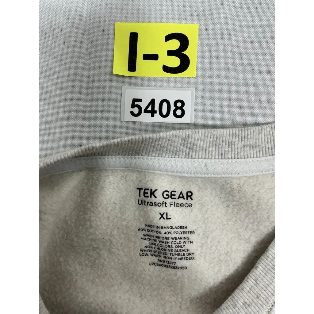 Womans Tek Gear Ultra Soft Pullover Fleece Sweatshirt XL Gray Crew Neck - Image 3