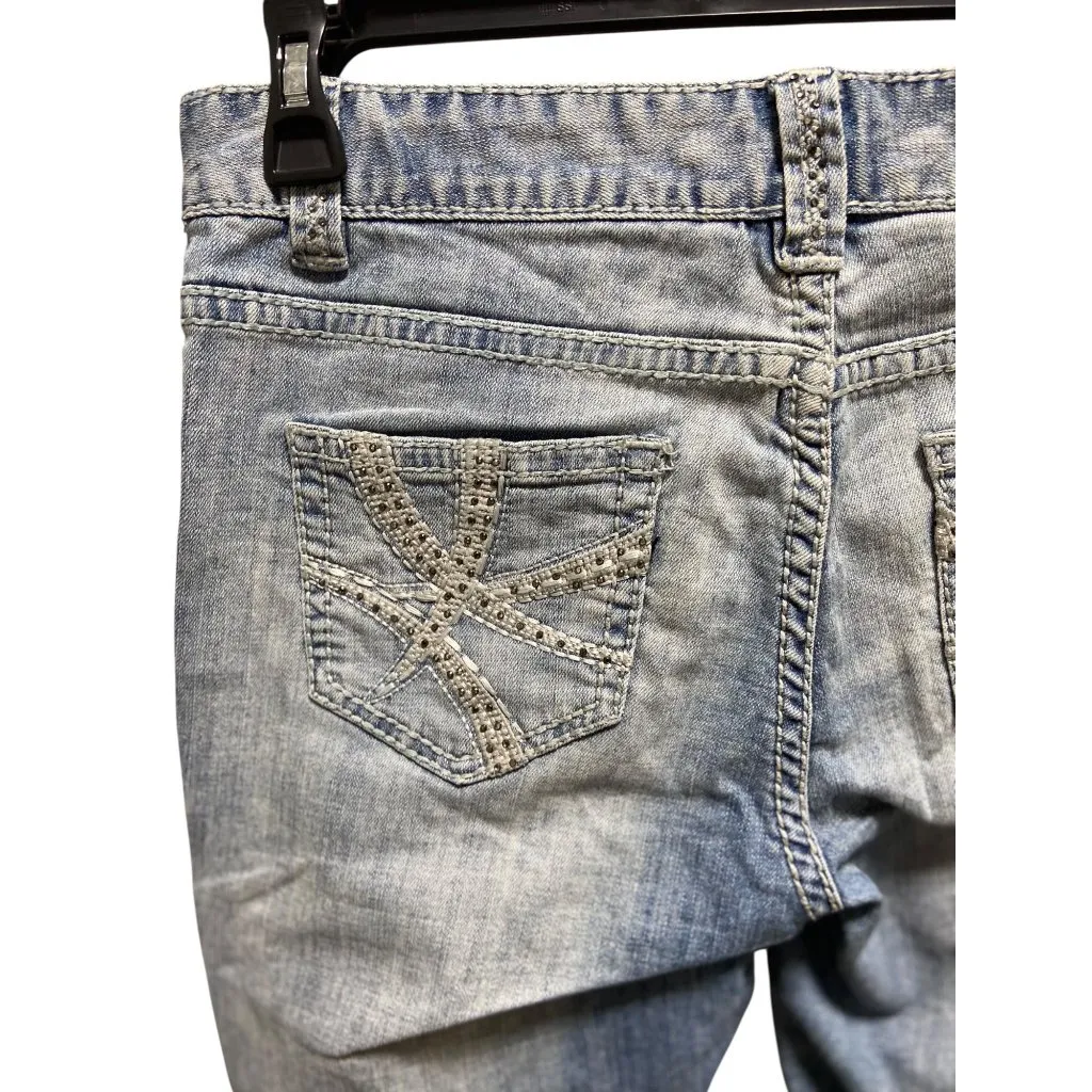Rock & Roll Cowgirl Boyfriend Fit Cropped Jeans Blue Size 28 Y2K - Image 13