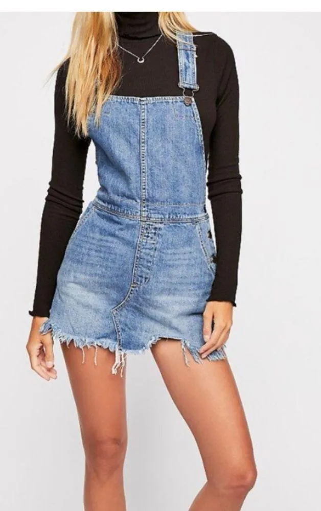 Torn Up Jumper Frayed Hem Overalls Mini Dress Size 6. Pink D… - Image 10