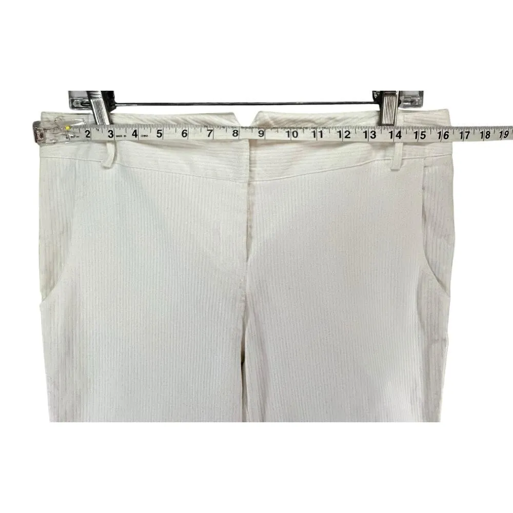 Cynthia Steffe Pants Women 8 White Linen Blend Pinstripe Flare Retro Y2K Coastal - Image 6