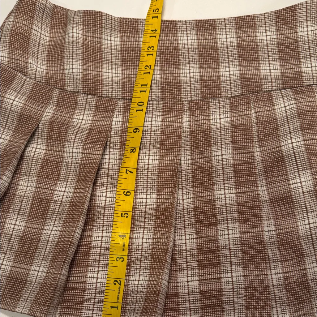 Plaid Brown Pleated Skirt Side zipper - Image 6