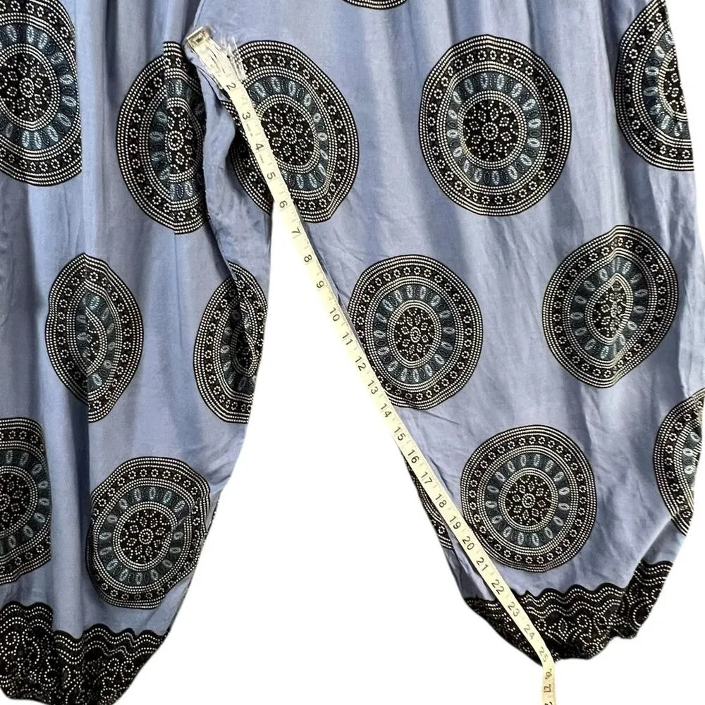 Harem Pants Womens S Blue Black Mandala Aladdin Yoga Lounge Boho Hippie Festival - Image 9