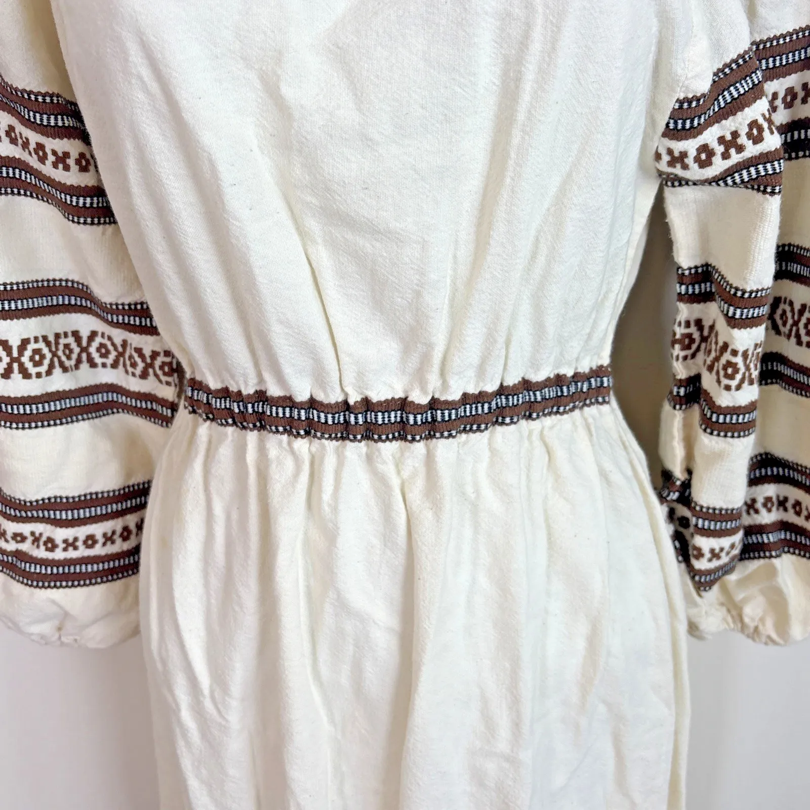 Vtg Haracopoulos Dress Sz 1 Handwoven Maxi Ivory 70s Hippie Flower Child Boho - Image 4
