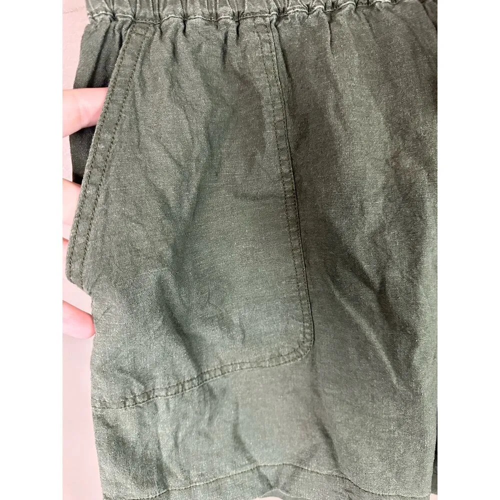 Torrid Linen Spandex Blend Green Pull On Drawstring Pocket Shorts Size 0 - Image 3