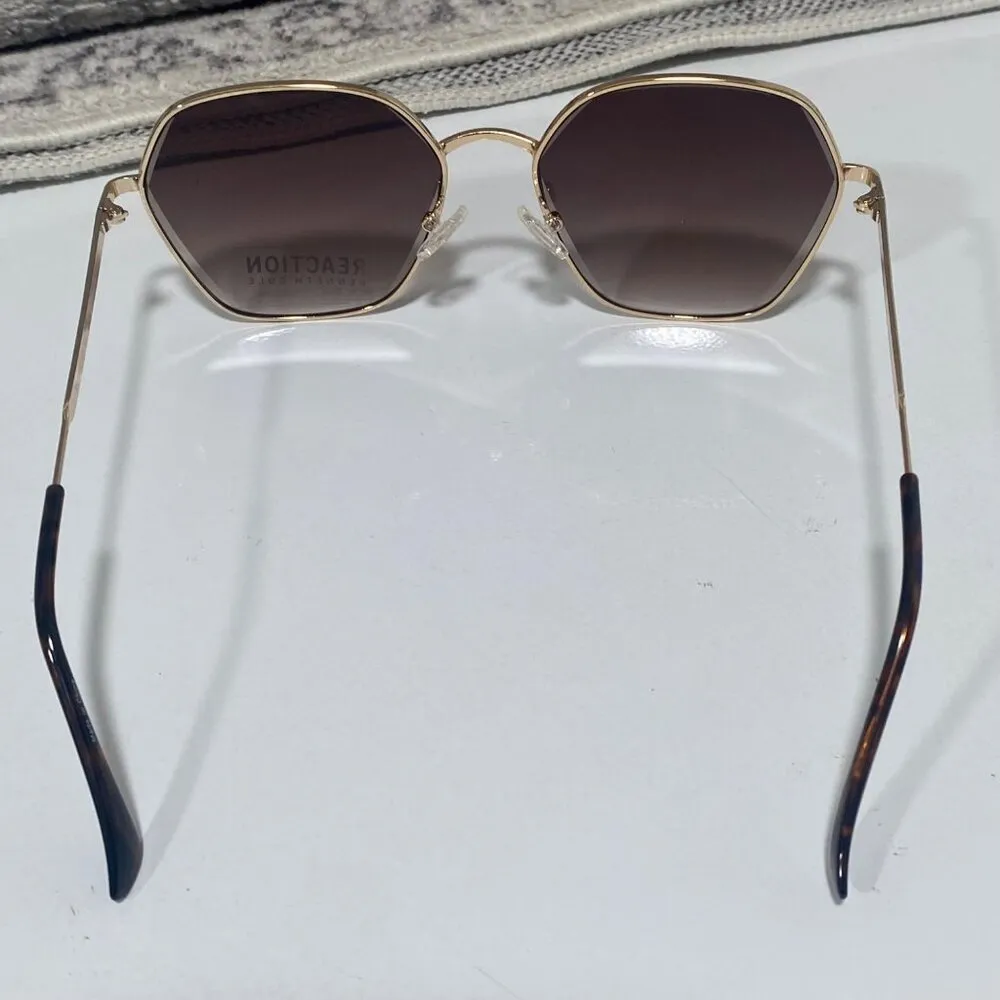 NEW Kenneth Cole  Reaction Octagon Gold Frame Sunglasses - Image 5