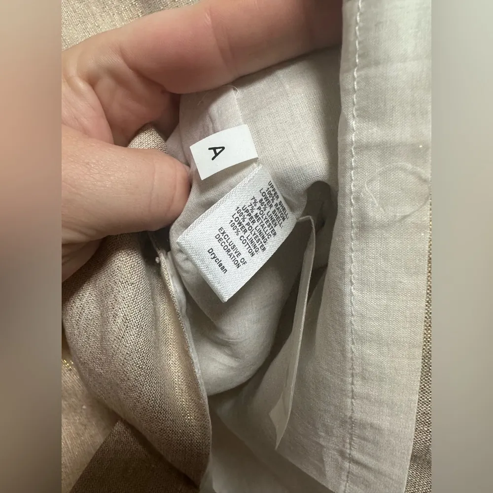 NWT Ann Taylor LOFT Tie Front Ruffle Blouse Shimmer Gold Cap Sleeve Dress - Image 12